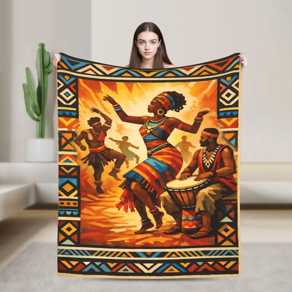 Super Soft ART African Ethnic-Style Throw Blanket Premium Fleece Flannel Lightweight Bed Blanket Cozy Plush Blankets