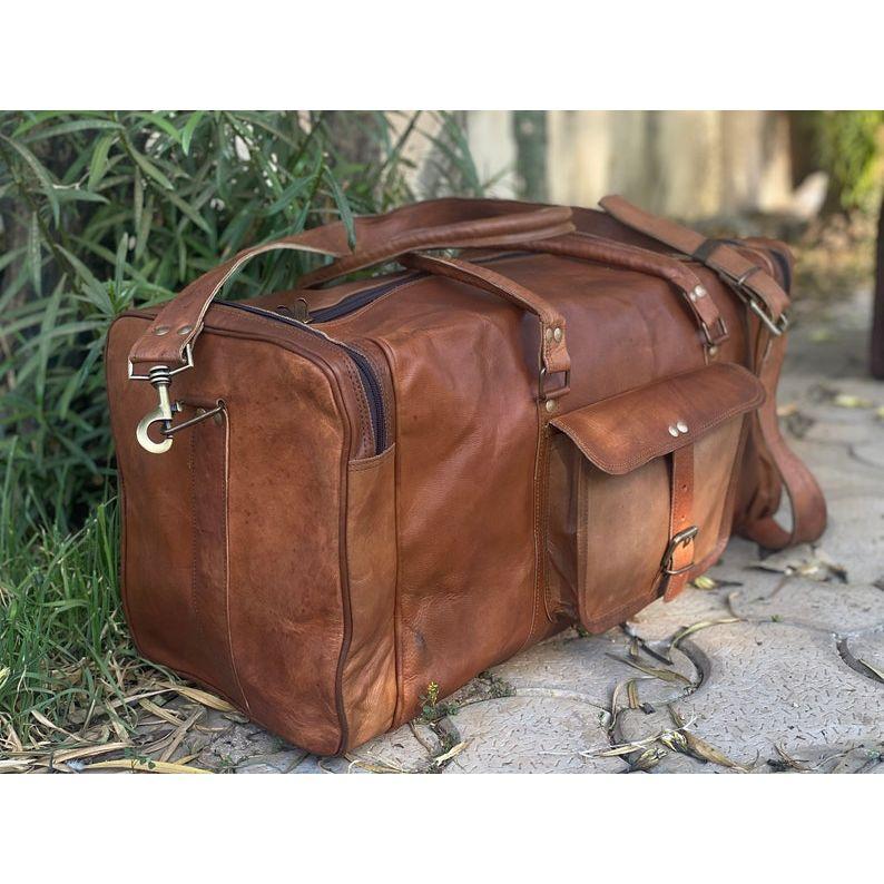 24" Leder-Seesack, Reisetasche, Handgepäck, Übernachtungstasche, Leder-Reisetasche, Urlaub, handgefertigte Reisetasche