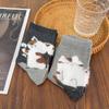 1/4Pairs Trendy Cute Cartoon Cat Women's Socks Casual Soft Floor Socks Cotton Comfortable Snow Boot Socks Gift