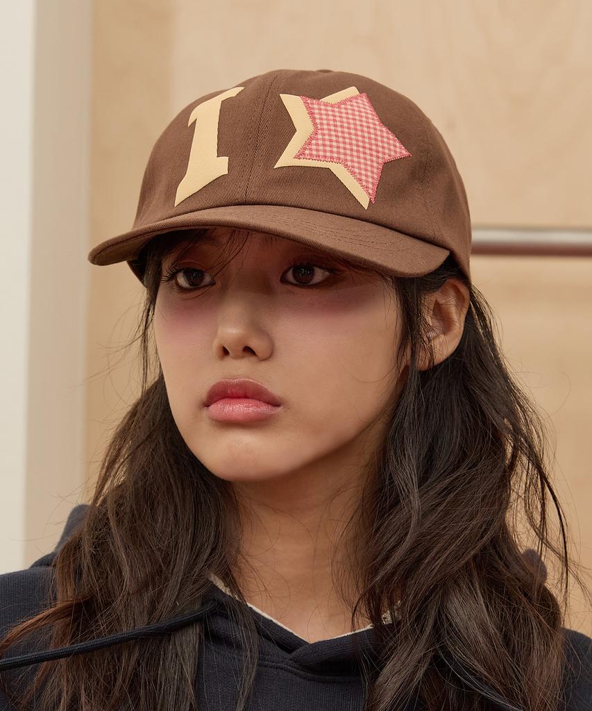 WAIKEI Yk Check Applique Ball Cap Brown