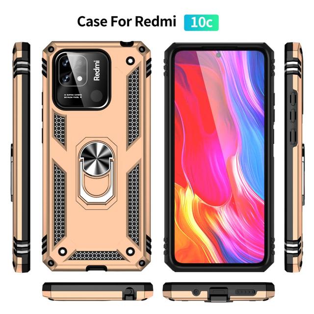 Kryt Pouzdro pro Xiaomi Redmi 10C 10 C Nárazuvzdorný Pancéřovaný Odolný Vojenský Ochranný Držák Prstenu Magnetické Pouzdro na Telefon