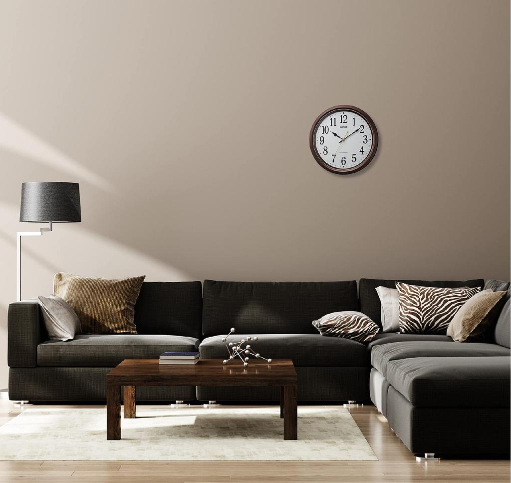 RHYTHM M565 Wall with Plastic 8MY565SR06 Clock, Radio-Controlled, Quiet, Windshield, Brown, 34x4.5cm,