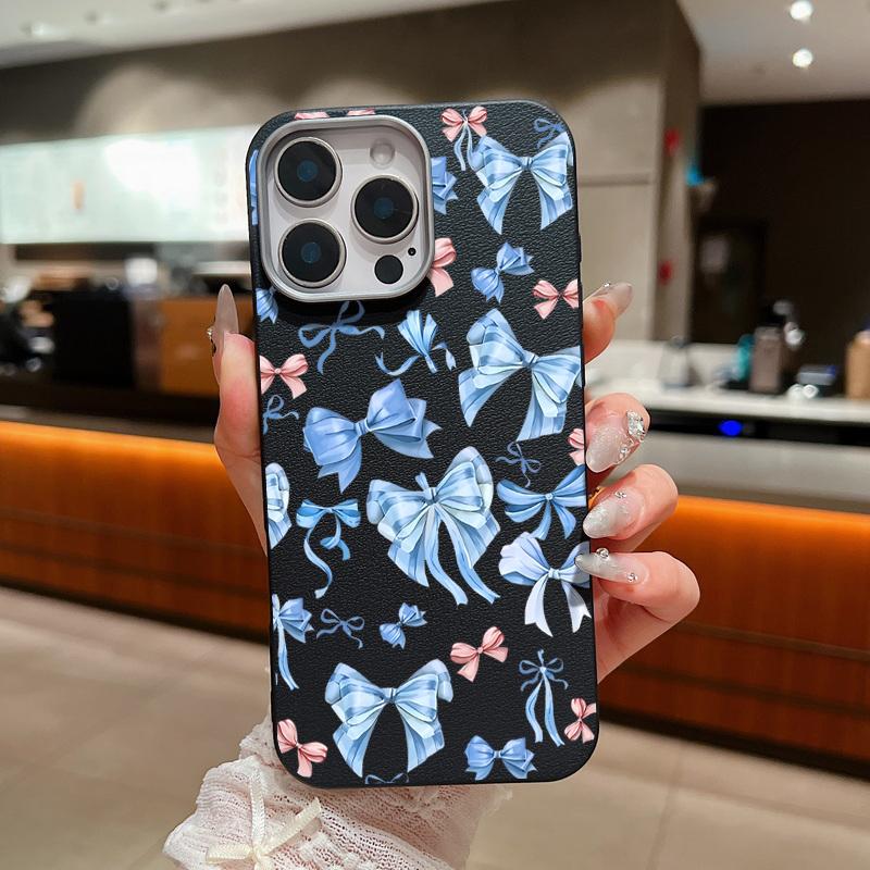 

Bowknot Patterned TPU Case For iPhone 16 16e 15 Pro Max 14 13 12 11 Shockproof Soft Silicone Phone Cover iPhone 16 чорний