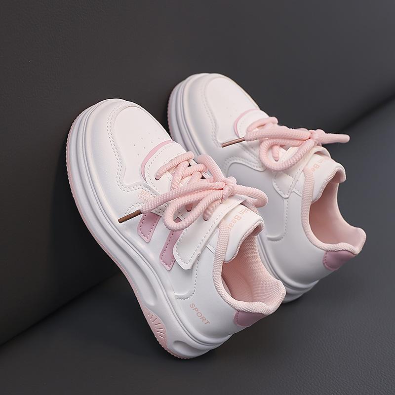 

Детские маленькие белые туфли 2025 весна и осень новые корейская версия для девочек кеды для скейтборда мальчики повседневная спортивная обувь детская обувь мода 30 розовый