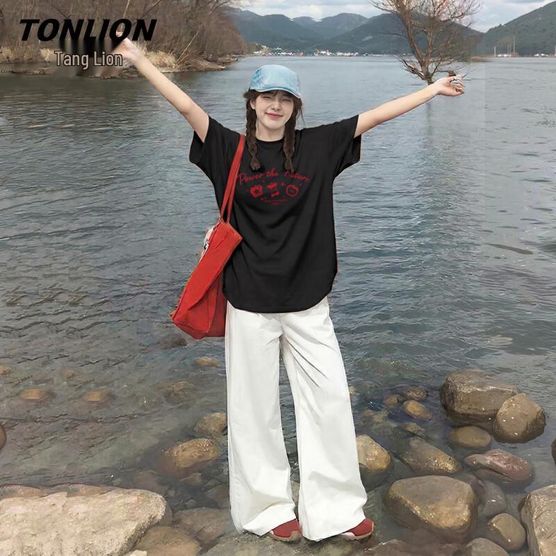 

TonLion Women s Cartoon Print Cotton T-Shirt M