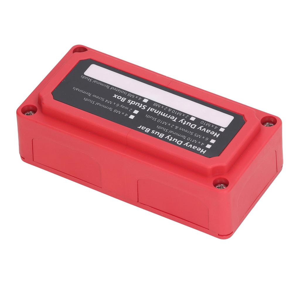 Power Distribution Block M8 Screw Terminal Bus Bar DC 48V 300A for Automobile Boat Red