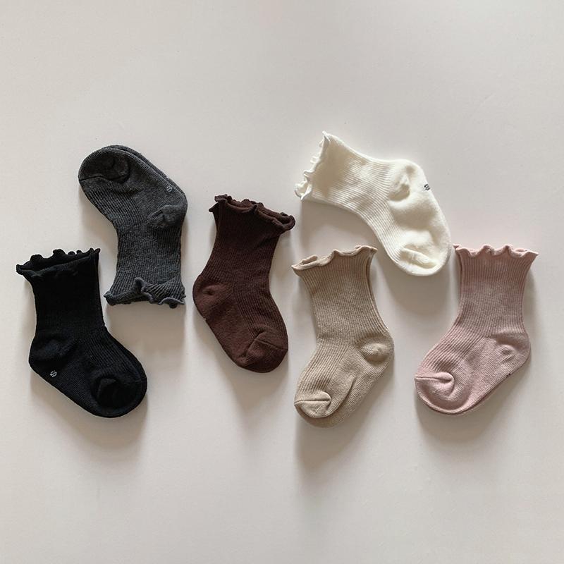 Korean Newborn Baby Socks Spring Autumn Infant Casual Sock Simple Solid Color Comfortable Cotton Kids Princess Socks