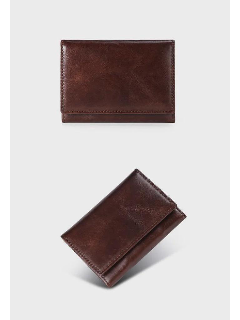 RFID-Diebstahlschutz-Kartenhalter aus gewachstem Rindsleder – Retro-Multifunktionsdesign