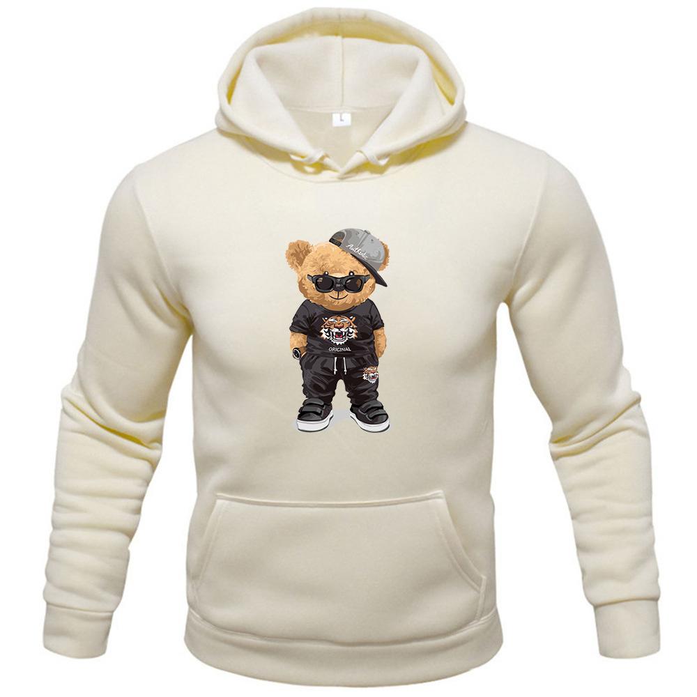 2023 Men's Hoodie Harajuku Funny Bear Y2K Street Fashion Trend Spring Autumn Fleece Hoodie Men's Clothing