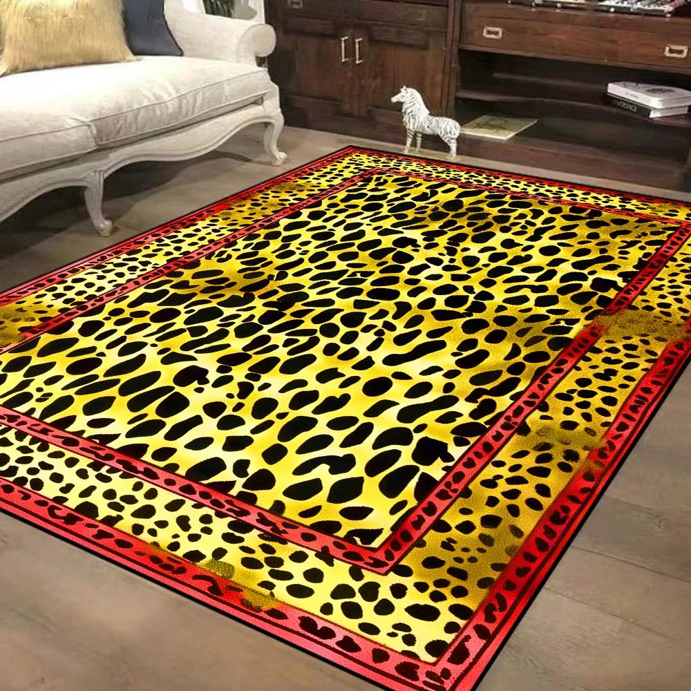 

Nordic Style Leopard Decorative Rug for Living Room Large Area Soft Flannel Bedroom Carpet Non-slip Easy Cleaning Study Foot Mat 80*160cm