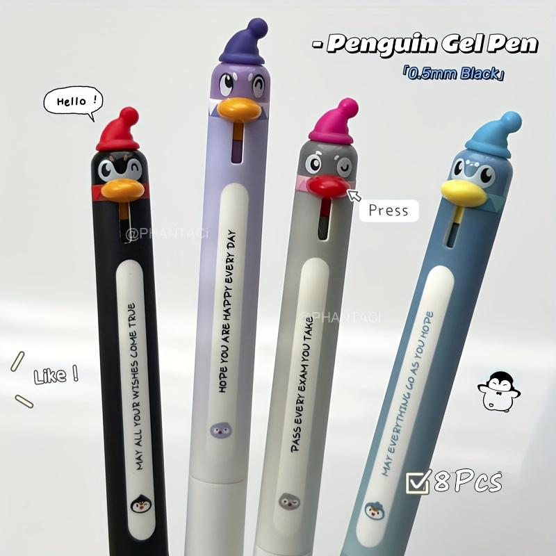 4Pcs Penguin Style Gel Pen 0.5mm Quick Dry Black Pen Creative Animal Style Writing Pen Office Supplies