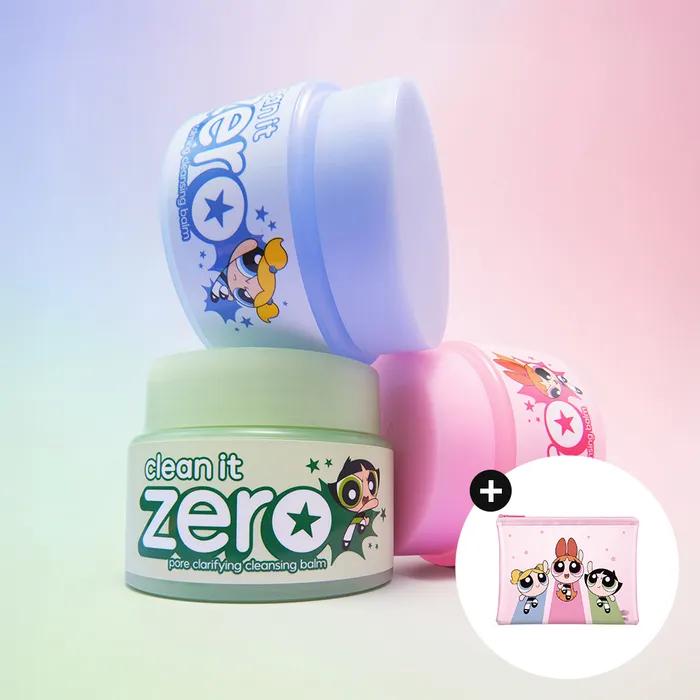 [Powerpuff Girls x Vanillaco] [Exkluzívne 3BALENIE] Clean It Zero Čistiaci balzam - Rôzny set 100mlx3 (Originálny + Póry + Upokojujúci)