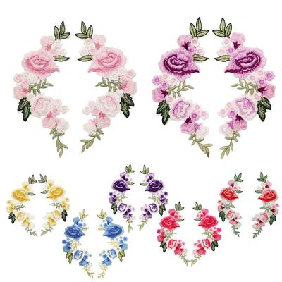 1 pereche de patch-uri brodate DIY pentru broderie, model floral, cusut, aplicații, accesorii de îmbrăcăminte