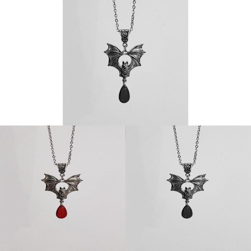 Gothic Halloween Necklace With Red Gemstone Geometric Pendant For Women