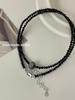 S925 Sterling Silver Black Spinel & Gray Stone Beaded Necklace - Sweet Cool High-End Layered Clavicle Chain for Girls