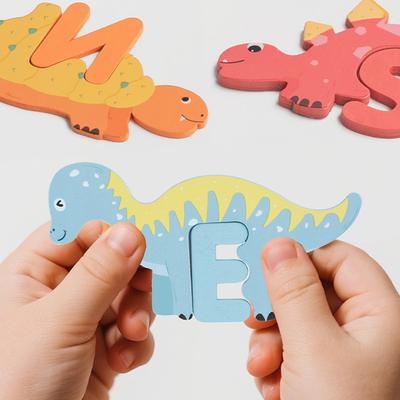 Children's Wooden Dinosaur Letter Cognitive Matching Puzzle Montessori Hand Eye Coordination Training Educational Toys