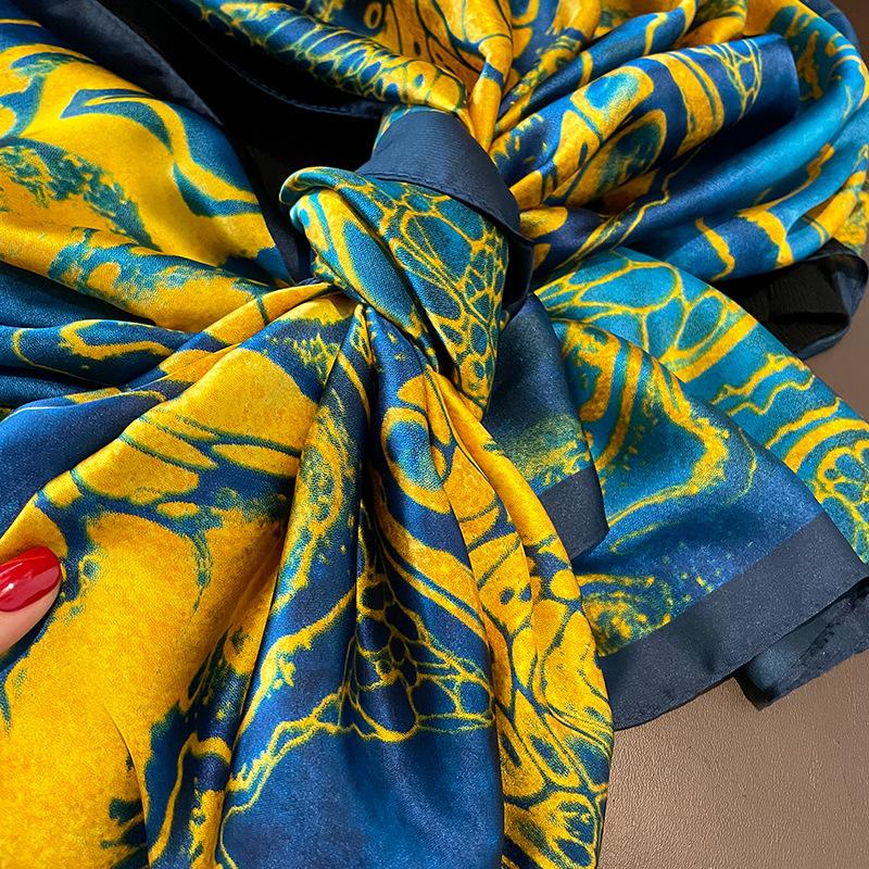 1116 New Silk Scarf Women's Summer Sunscreen Beach Scarf Women's Oversized Holiday Shawl with Fashionable Foreign Style Scarf