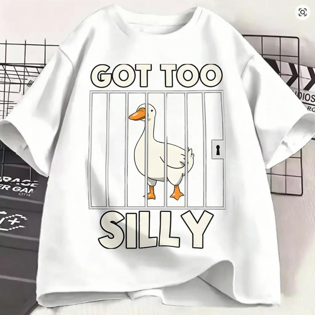 Unisex Tshirt Funny Goose Got Too Silly Unique 100 Cotton Tee Shirt Short Sleeve T Shirts Round Collar Clothing 4xl 5xl 6xl