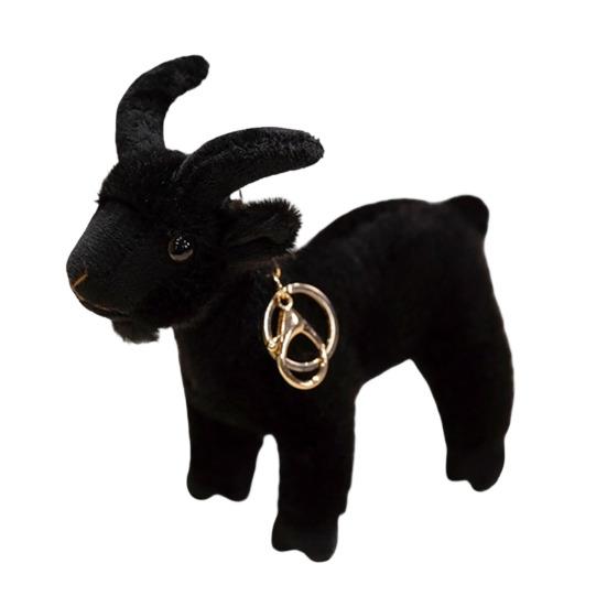 Cute Goat Plush Keychain Small Sheep Stuffed Animal Keyring Soft чёрный