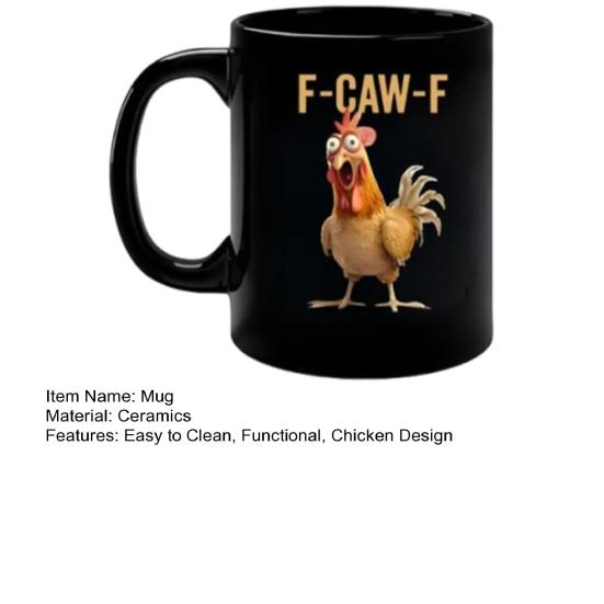 Yousheng F-Caw-F Rooster Mug Ceramic Chicken Coffee Cup Funny Chicken Mug Gift for Men Women Farmhouse Home Kitchen Bar Decor