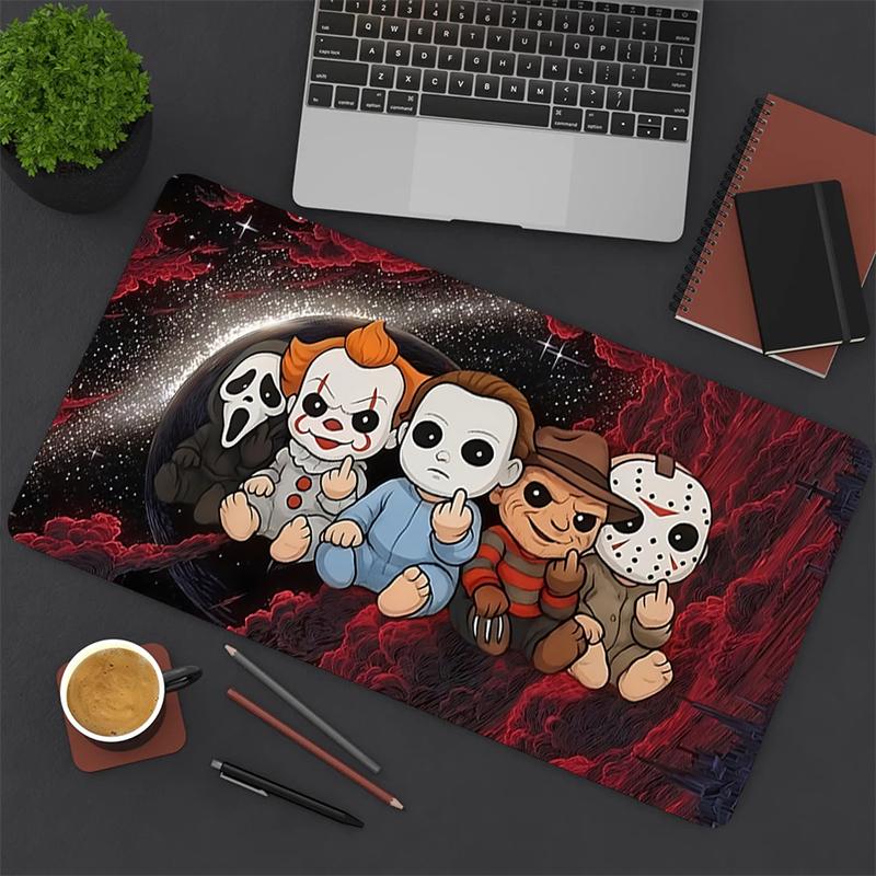 1Pc Horror Icons Space Gaming Mouse Pad Keyboard Desk Mat Non-slip Rubber Lock Edge Waterproof Computer Mousepad for Office Home Decor Y1336