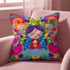 Cartoon Virgin Mary Art Cushion Cover Multi-Scene Pillow Cover for Home & Car - Reversible, Soft & Durable for Daily Use