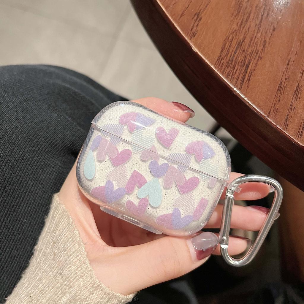 INS Cute Heart Earphone Case For AirPods Pro 2nd Case Glitter Shiny Clear TPU for Air Pods 1 2 3 Bluetooth Earphone Charging Box