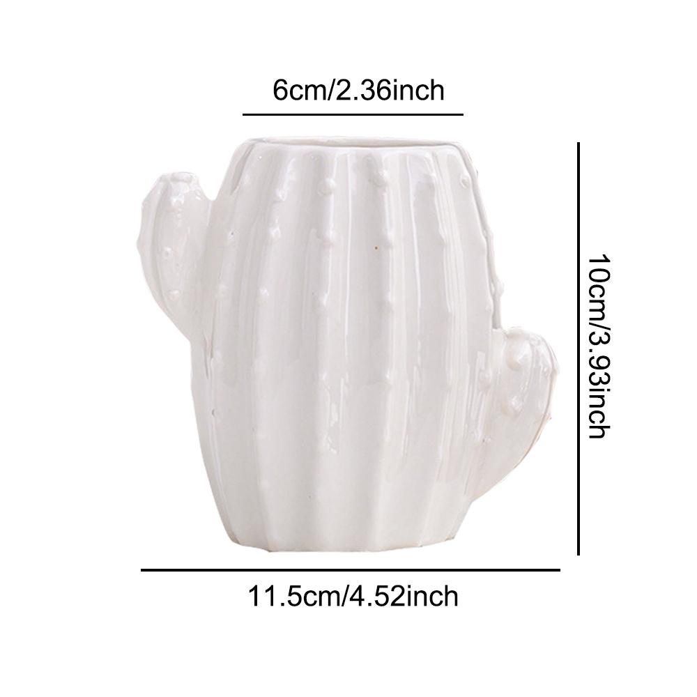 

1 шт. Керамическая подставка-стакан для ручек в виде кактуса, органайзер для карандашей, держатели для кистей для макияжа, для дома, офиса, стола, зеленый, белый кактус