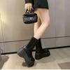 New Fashion Back Zippers Short Boot Female High Platform Thick Bottom Ladies Elegant Ankle Booties Punk Boots for Women 34