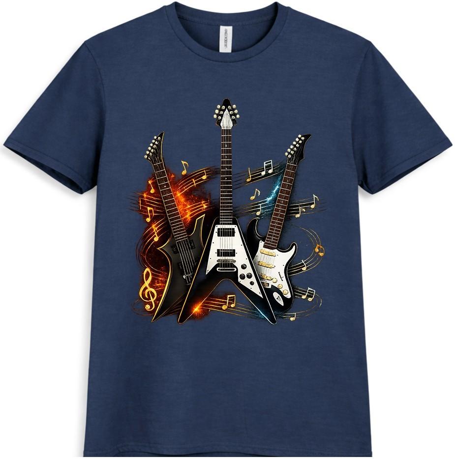 Electric Guitar T-Shirt Rock Band Music Guitarist Lover Gift Vintage Graphic Tee