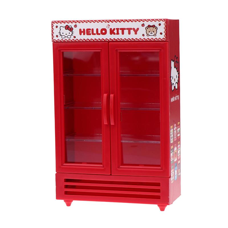 

Mini Hello Kitty Refrigerator Model 1/12 Dollhouse Kt Cat Red Double Door Refrigerator Model Doll Home Furniture Scene Decor one size