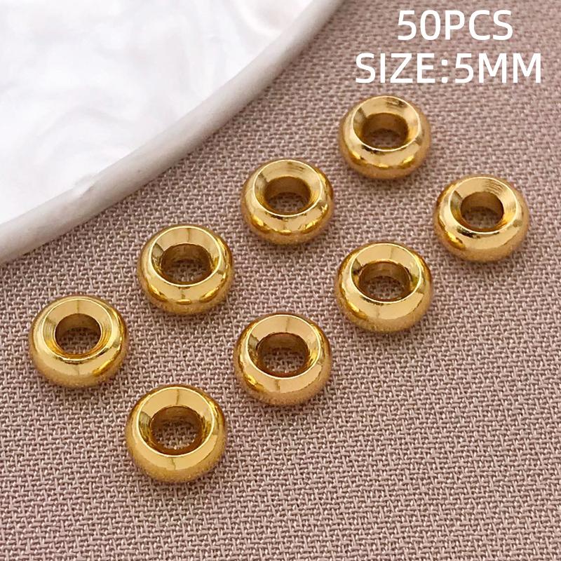 10-100Pcs Stainless Steel Gold Spacer Beads For Bracelet Jewelry Making Diy Flat Round Loose Beads Handmade Jewelry Supplies Cra