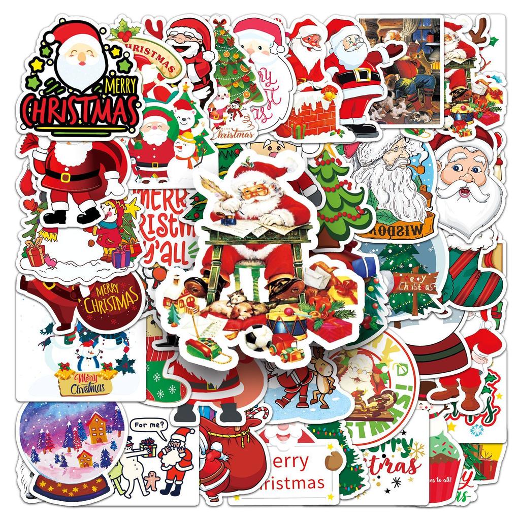 50 Christmas Graffiti, Cute Cartoon and Holiday Guka Luggage, Mobile Phone, Water Cup and Car Stickers