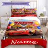 3pcs Custom Name Cars Bedding Set Duvet Cover Closure Includes 1 Duvet Cover & 2 Pillowcases, Soft and Comfortable for All Seasons.