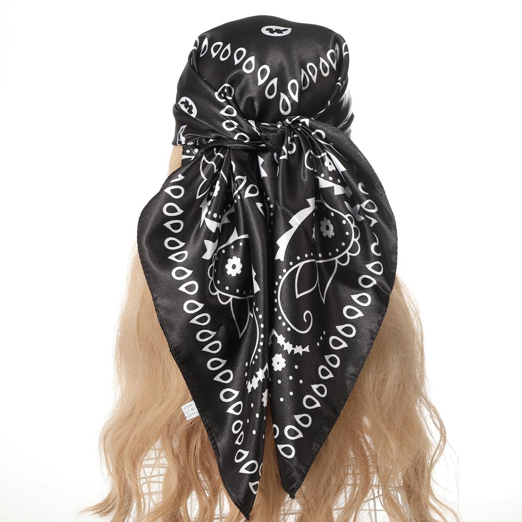 AWAYTR Satin Cashew Headband Hair Scarf Bands for Women Party Headwear Elegant Print Bandana Turban Hairband Headpiece