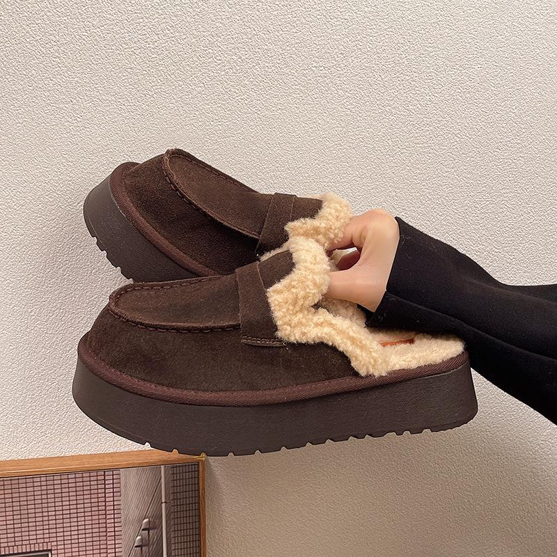 Women's Slippers Winter Cotton Casual Flats Platform Thick Bottom Comfortable Woolen Slippers Shoes for Women