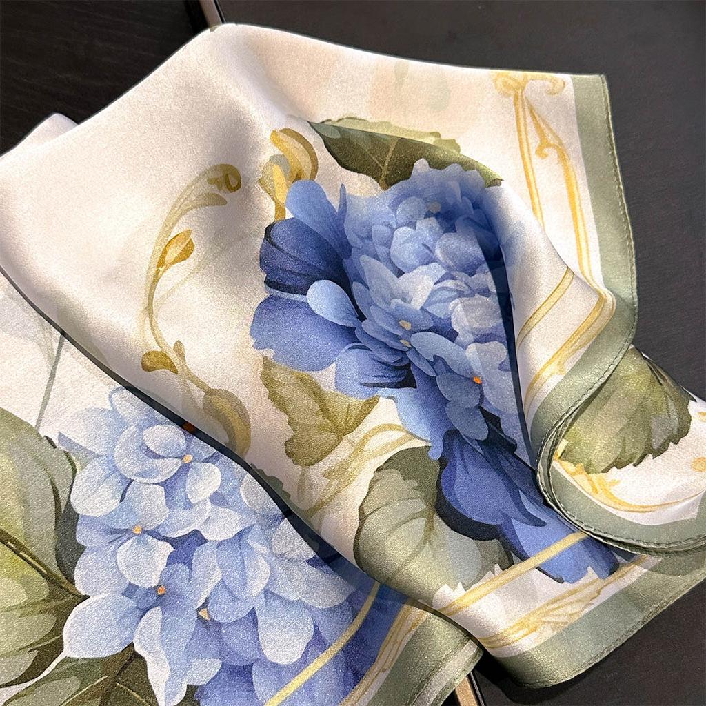 Fashion 100% Real Pure Silk Headscarf Square Scarf For Women Shawl Foulard Hijab Neckerchief Bandana Print Bufanda Echarpe