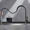 Grey/Brushed Gold/Black Kitchen Sink Faucet Pull Out 360 Degree Rotation Hot Cold Water Mixer Tap Single Hole Single Handle