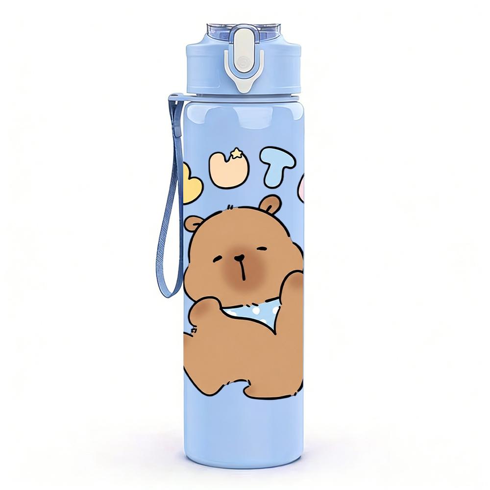 1 PZ Capibara Singolo Cartone Animato 750ml Colore Plastica Borraccia Ermetica Tappo Flip con Cannuccia Per Sport Ufficio Uso Domestico