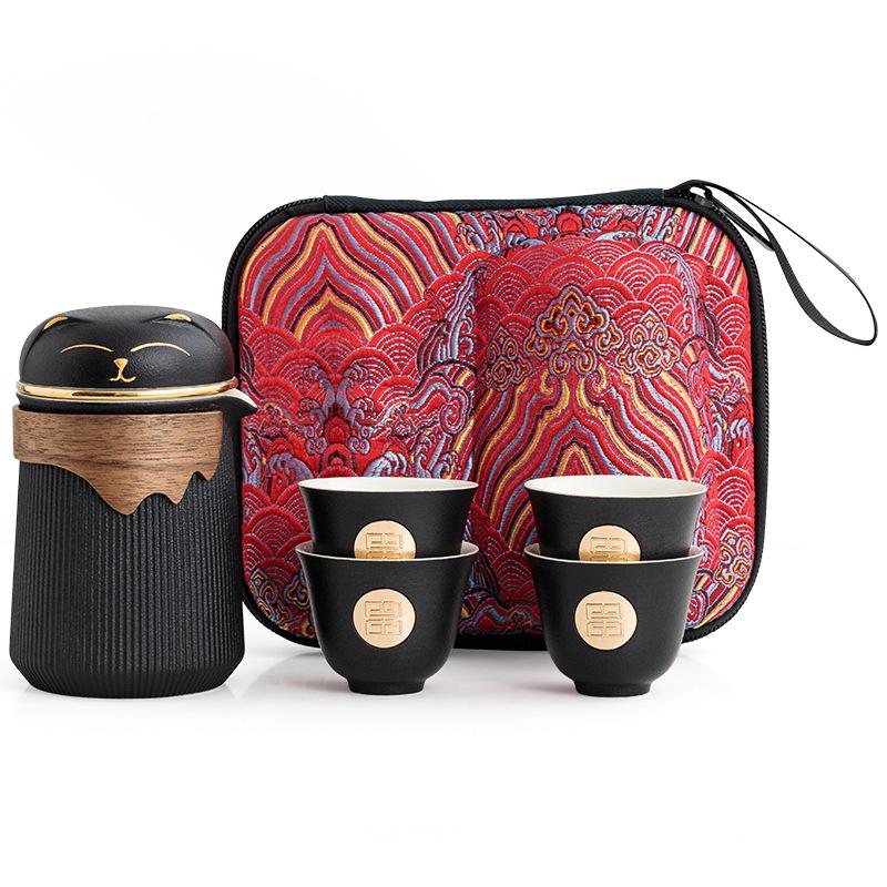 Travel tea set Kuaike cup, one pot, three cups, portable lucky small set, outdoor kung fu set, tea advertising gifts