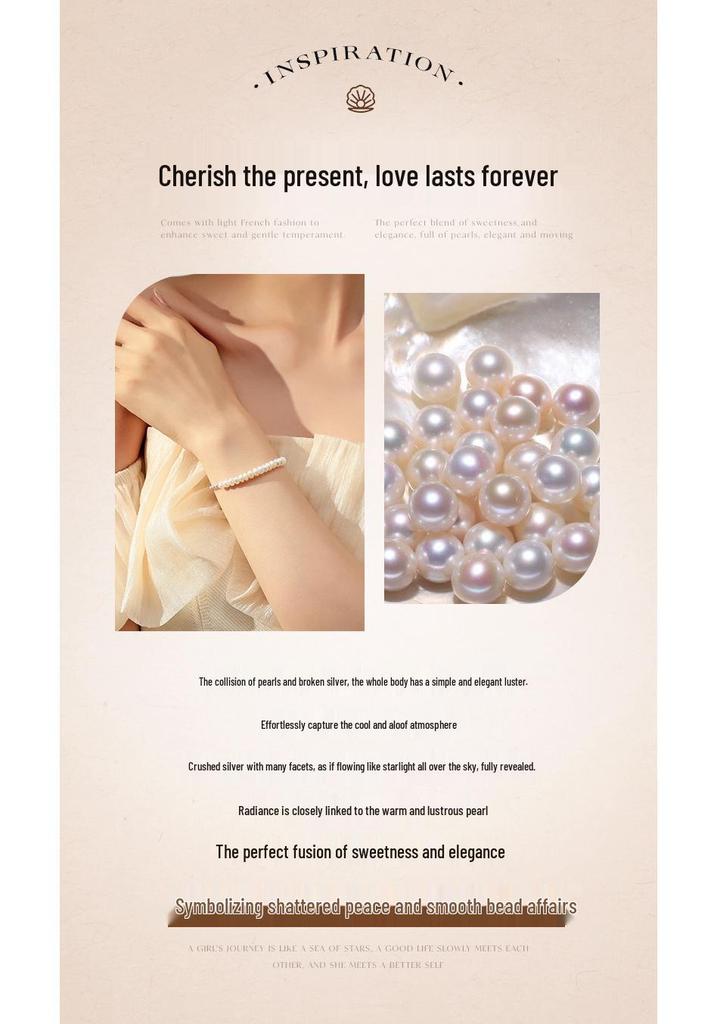 Natural Freshwater Pearl & Sterling Silver Women's Bracelet - Trendy S925 Design