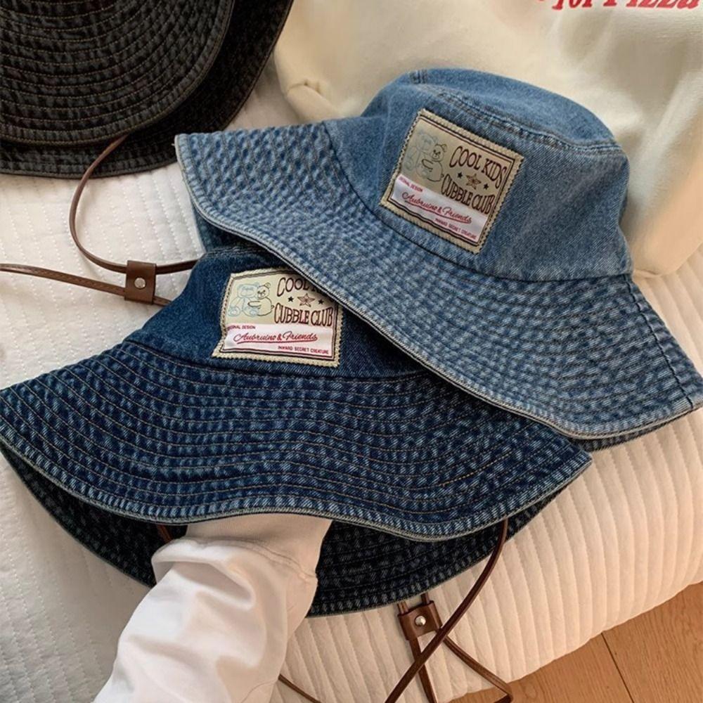 Wide Wings Denim Bucket Hat Big Brimmed Sunscreen Hat Casual Jeans Fisherman Hat  Women