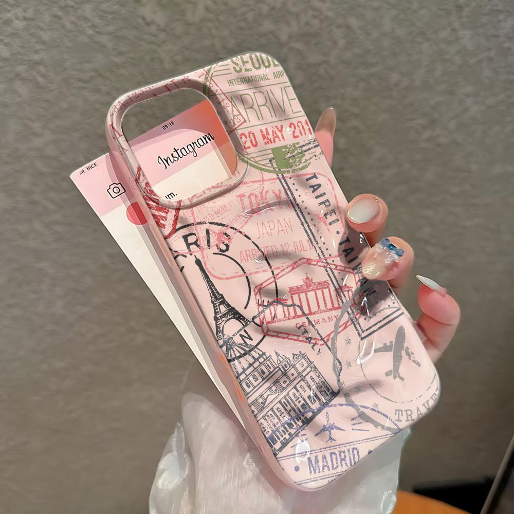 Vintage Travel Postmark Phone Case For Iphone 17 16 15 14 Plus 13 Pro Max 12 11 17Air Funda Shockproof Cover Coque