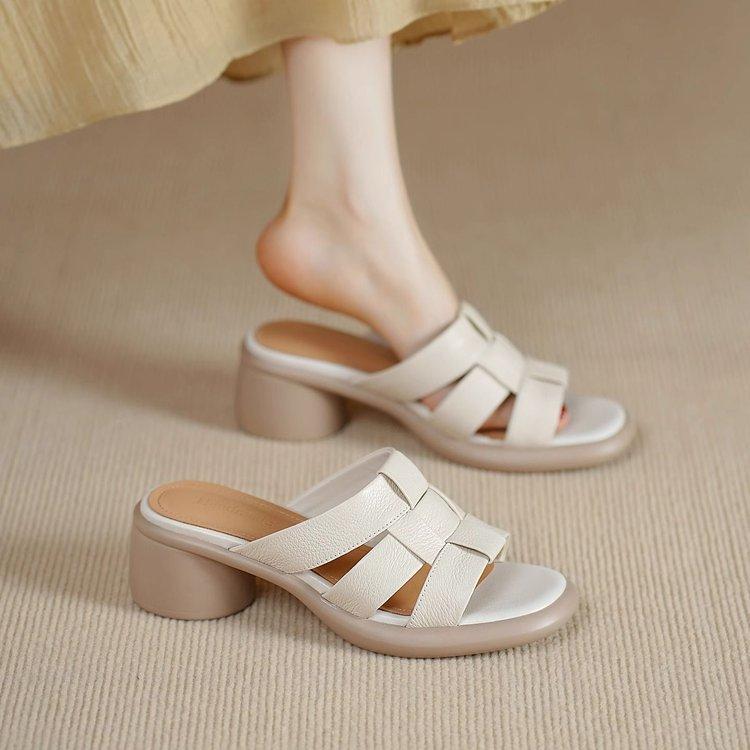 

Новая обувь на толстой подошве для женщин, Универсальная верхняя одежда, Шлепанцы на среднем каблуке, Модные повседневные сандалии на платформе 39 бежевый