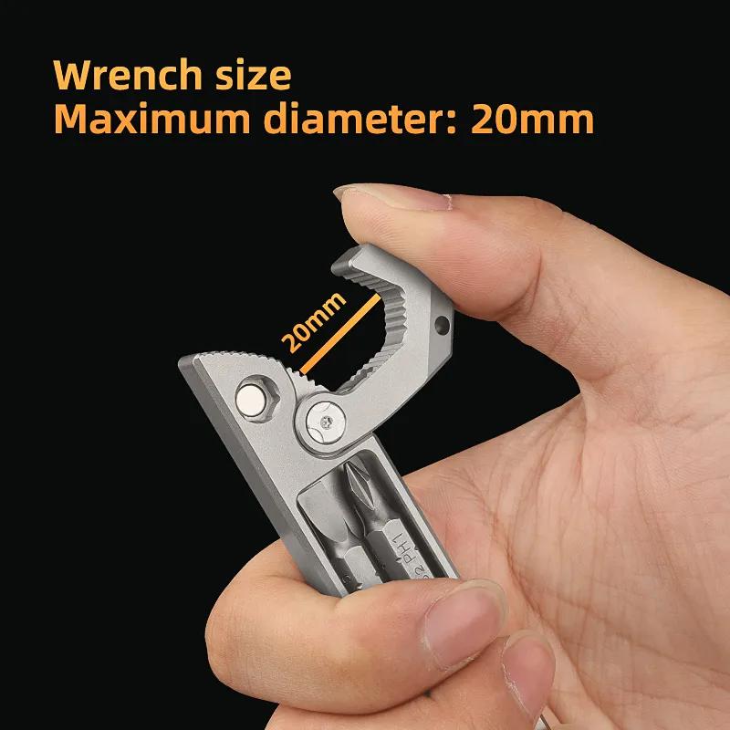 Multi-function 20mm Wrench Crowbar Titanium Alloy Screwdriver Outdoor Camping Riding On Foot EDC Tools Nail Puller Bottle Opener