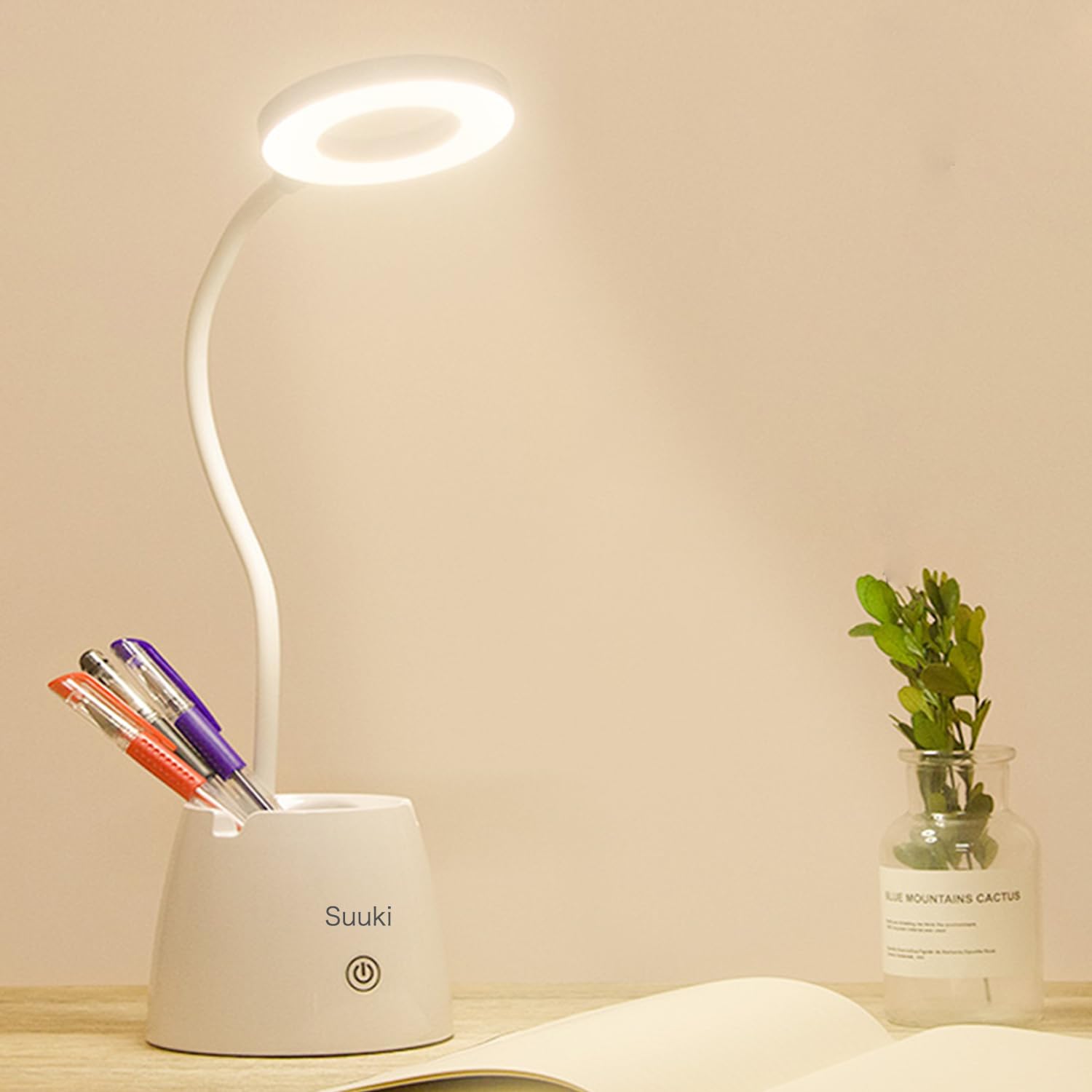 

Suuki Desk Lamp, Standing Light, Eye-Friendly, Touch Sensor, 360° Rotation, Cordless, Rechargeable, Reading Light, Stepless Dimming, Lightweight,