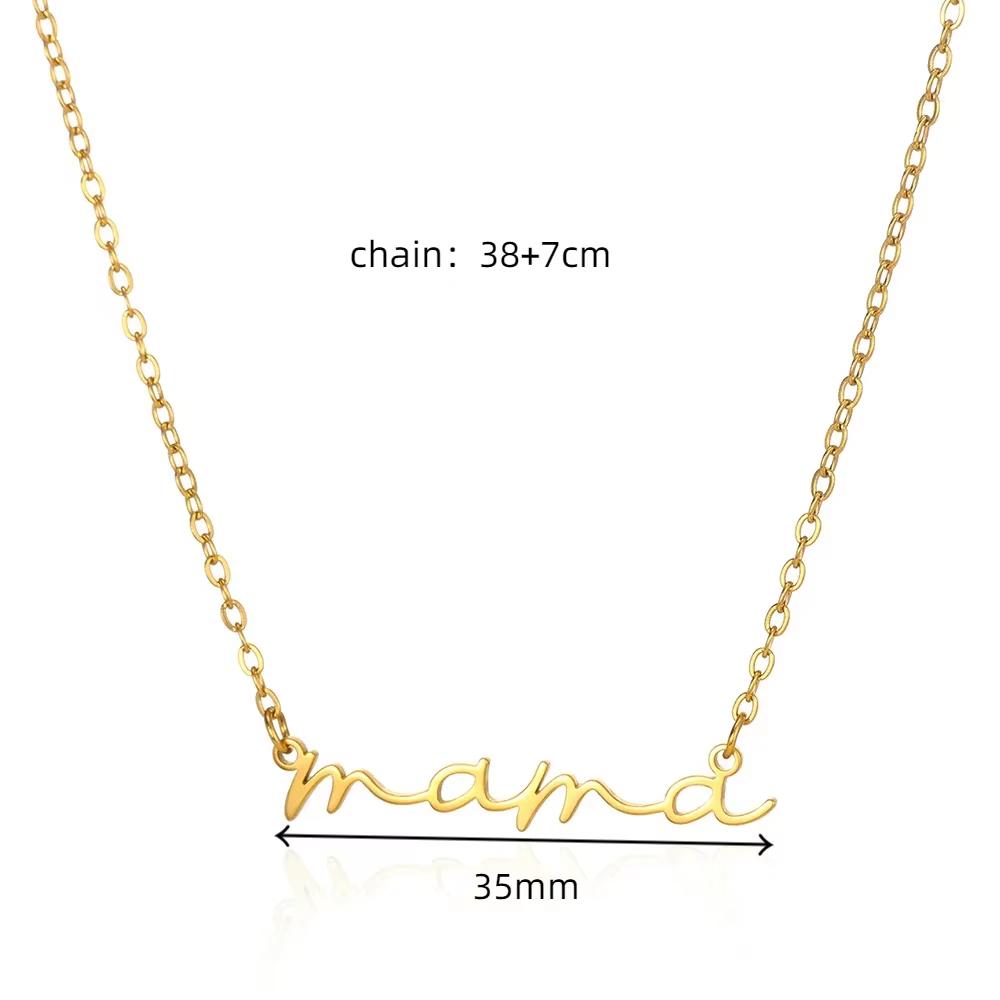 MAMA Pendent Necklaces for Women Gold Link Chain Stainless Steel Necklace Trend Female Choker Jewelry Gift