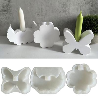 3D Candlestick Silicone Mold Butterfly/Heart/Clovers Candle Stand Molds Gypsum Candle Holder Mould Home Decorations