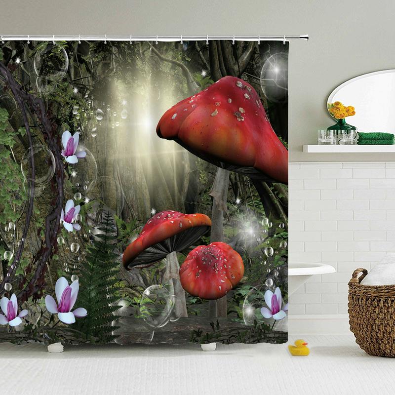 Fairy Dream Forest Shower Curtain Waterproof Bathroom Curtain Polyester Cartoon Fantasy Bath Curtain Home Decoration With Hooks