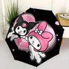Kuromi,My Melody Automatic Folding Umbrella-Simple 8-Rib Design, Bright Cartoon Pattern, Durable Iron Frame, Suitable For Travel, Outdoor, B